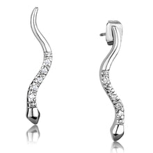 Load image into Gallery viewer, 3W1051 - Rhodium Brass Earrings with AAA Grade CZ  in Clear