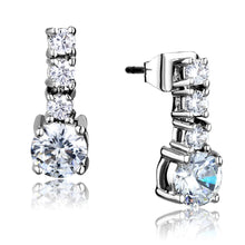 Load image into Gallery viewer, 3W1052 - Rhodium Brass Earrings with AAA Grade CZ  in Clear