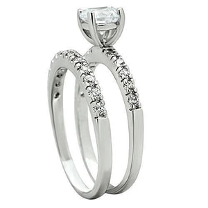 3W105 - Rhodium Brass Ring with AAA Grade CZ  in Clear