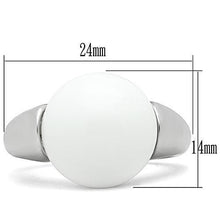 Load image into Gallery viewer, 3W106 - Rhodium Brass Ring with Synthetic Glass Bead in White