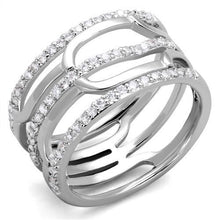 Load image into Gallery viewer, 3W1070 - Rhodium Brass Ring with AAA Grade CZ  in Clear