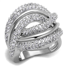 Load image into Gallery viewer, 3W1081 - Rhodium Brass Ring with AAA Grade CZ  in Clear