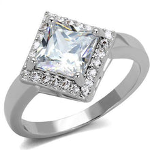 Load image into Gallery viewer, 3W1083 - Rhodium Brass Ring with AAA Grade CZ  in Clear