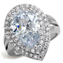Load image into Gallery viewer, 3W1085 - Rhodium Brass Ring with AAA Grade CZ  in Clear