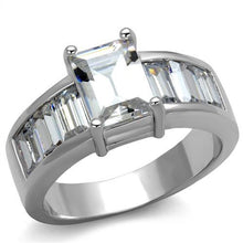 Load image into Gallery viewer, 3W1086 - Rhodium Brass Ring with AAA Grade CZ  in Clear
