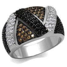 Load image into Gallery viewer, 3W1088 - Rhodium + Ruthenium Brass Ring with AAA Grade CZ  in Multi Color