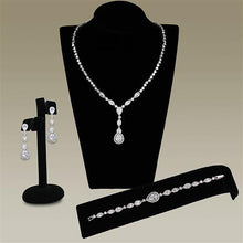 Load image into Gallery viewer, 3W1093 - Rhodium Brass Jewelry Sets with AAA Grade CZ  in Clear