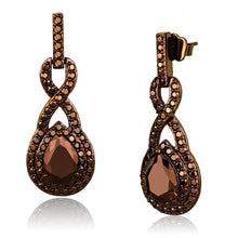 Load image into Gallery viewer, 3W1115 - IP Coffee light Brass Earrings with AAA Grade CZ  in Light Coffee