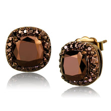 Load image into Gallery viewer, 3W1116 - IP Coffee light Brass Earrings with AAA Grade CZ  in Light Coffee