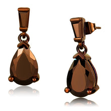 Load image into Gallery viewer, 3W1120 - IP Coffee light Brass Earrings with AAA Grade CZ  in Light Coffee