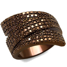 Load image into Gallery viewer, 3W1125 - IP Coffee light Brass Ring with AAA Grade CZ  in Light Coffee