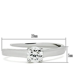 3W112 - Rhodium Brass Ring with AAA Grade CZ  in Clear