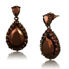 Load image into Gallery viewer, 3W1134 - IP Coffee light Brass Earrings with AAA Grade CZ  in Light Coffee