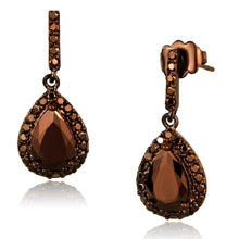 Load image into Gallery viewer, 3W1136 - IP Coffee light Brass Earrings with AAA Grade CZ  in Light Coffee