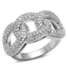 Load image into Gallery viewer, 3W1218 - Rhodium Brass Ring with AAA Grade CZ  in Clear