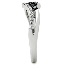 Load image into Gallery viewer, 3W122 - Rhodium + Ruthenium Brass Ring with AAA Grade CZ  in Jet