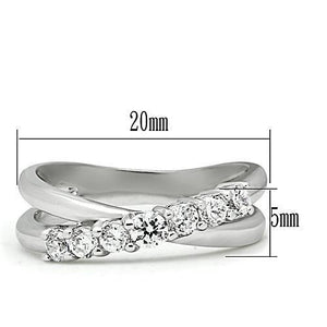 3W124 - Rhodium Brass Ring with AAA Grade CZ  in Clear