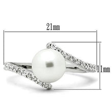 Load image into Gallery viewer, 3W126 - Rhodium Brass Ring with Synthetic Pearl in White