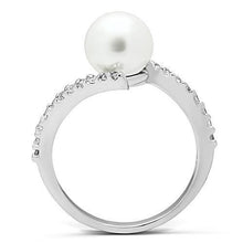 Load image into Gallery viewer, 3W126 - Rhodium Brass Ring with Synthetic Pearl in White