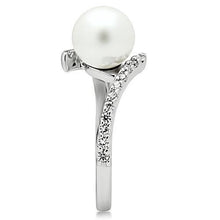 Load image into Gallery viewer, 3W126 - Rhodium Brass Ring with Synthetic Pearl in White