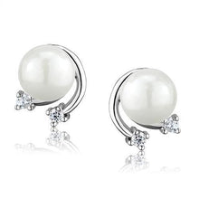 Load image into Gallery viewer, 3W1279 - Rhodium Brass Earrings with Synthetic Pearl in White