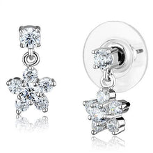 Load image into Gallery viewer, 3W1284 - Rhodium Brass Earrings with AAA Grade CZ  in Clear