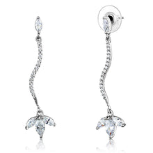 Load image into Gallery viewer, 3W1291 - Rhodium Brass Earrings with AAA Grade CZ  in Clear