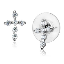 Load image into Gallery viewer, 3W1294 - Rhodium Brass Earrings with AAA Grade CZ  in Clear