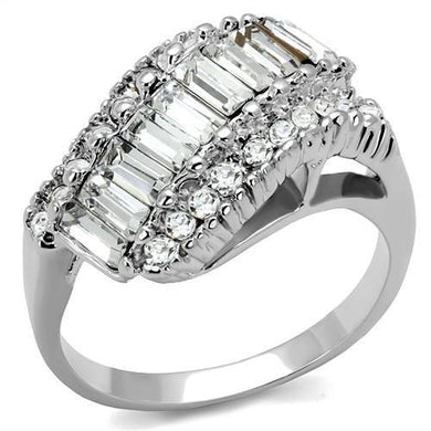 3W1306 - Rhodium Brass Ring with Top Grade Crystal  in Clear