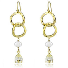 Load image into Gallery viewer, 3W1312 - Gold Brass Earrings with Semi-Precious Pearl in White