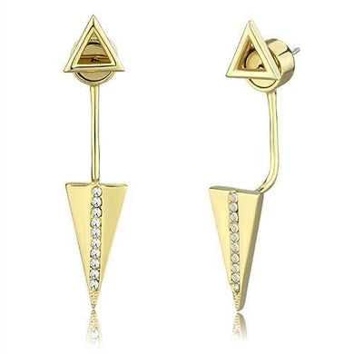 3W1314 - Gold Brass Earrings with Top Grade Crystal  in Clear