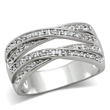 Load image into Gallery viewer, 3W131 - Rhodium Brass Ring with AAA Grade CZ  in Clear