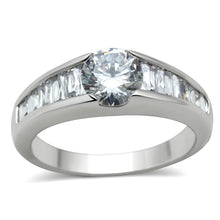 Load image into Gallery viewer, 3W133 - Rhodium Brass Ring with AAA Grade CZ  in Clear