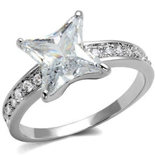 Load image into Gallery viewer, 3w1349 - Rhodium Brass Ring with AAA Grade CZ  in Clear