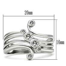 Load image into Gallery viewer, 3W135 - Rhodium Brass Ring with AAA Grade CZ  in Clear