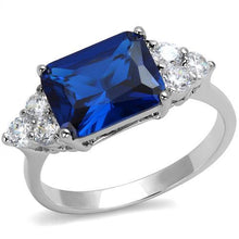 Load image into Gallery viewer, 3W1367 - Rhodium Brass Ring with Synthetic Spinel in London Blue
