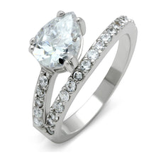 Load image into Gallery viewer, 3W136 - Rhodium Brass Ring with AAA Grade CZ  in Clear