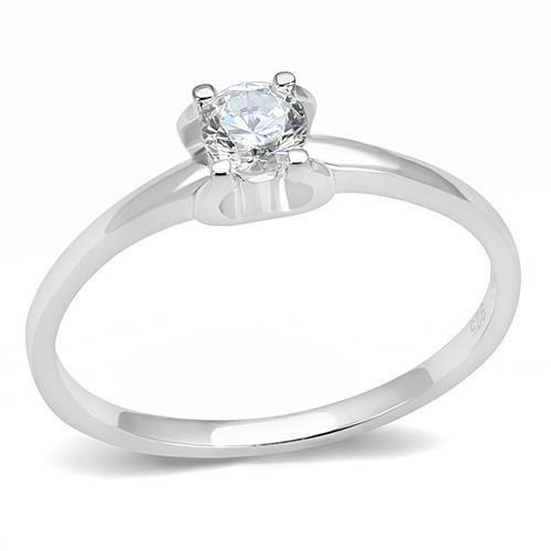 3W1385 - Rhodium 925 Sterling Silver Ring with AAA Grade CZ  in Clear