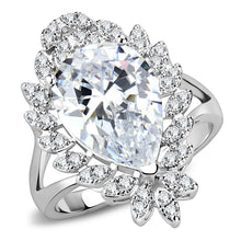 Load image into Gallery viewer, 3W1435 - Rhodium Brass Ring with AAA Grade CZ  in Clear