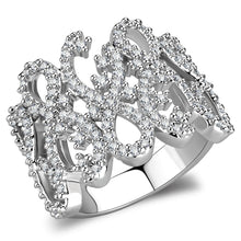Load image into Gallery viewer, 3W1443 - Rhodium Brass Ring with AAA Grade CZ  in Clear