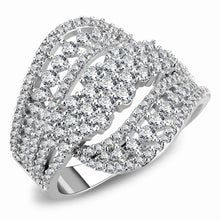 Load image into Gallery viewer, 3W1445 - Rhodium Brass Ring with AAA Grade CZ  in Clear