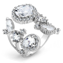 Load image into Gallery viewer, 3W1454 - Rhodium Brass Ring with AAA Grade CZ  in Clear