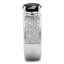Load image into Gallery viewer, 3W145 - Rhodium Brass Ring with AAA Grade CZ  in Jet