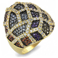 Load image into Gallery viewer, 3W1461 - Gold+Ruthenium Brass Ring with AAA Grade CZ  in Multi Color
