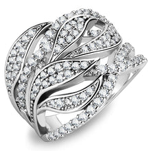 Load image into Gallery viewer, 3W1466 - Rhodium Brass Ring with AAA Grade CZ  in Clear