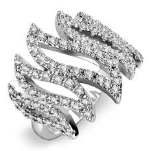 Load image into Gallery viewer, 3W1467 - Rhodium Brass Ring with AAA Grade CZ  in Clear