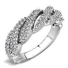 Load image into Gallery viewer, 3W1468 - Rhodium Brass Ring with AAA Grade CZ  in Clear