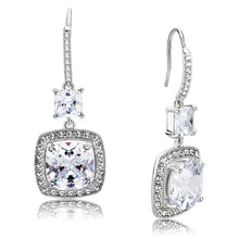 Load image into Gallery viewer, 3W1477 - Rhodium Brass Earrings with AAA Grade CZ  in Clear