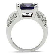 Load image into Gallery viewer, 3W148 - Rhodium Brass Ring with AAA Grade CZ  in Amethyst