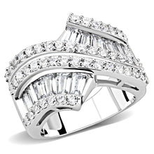 Load image into Gallery viewer, 3W1501 - Rhodium Brass Ring with AAA Grade CZ  in Clear